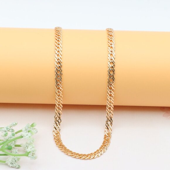 "Elegant Rose Gold Flat Link Necklace, Statement Jewelry, XPNL0265 - Picture 1 of 12